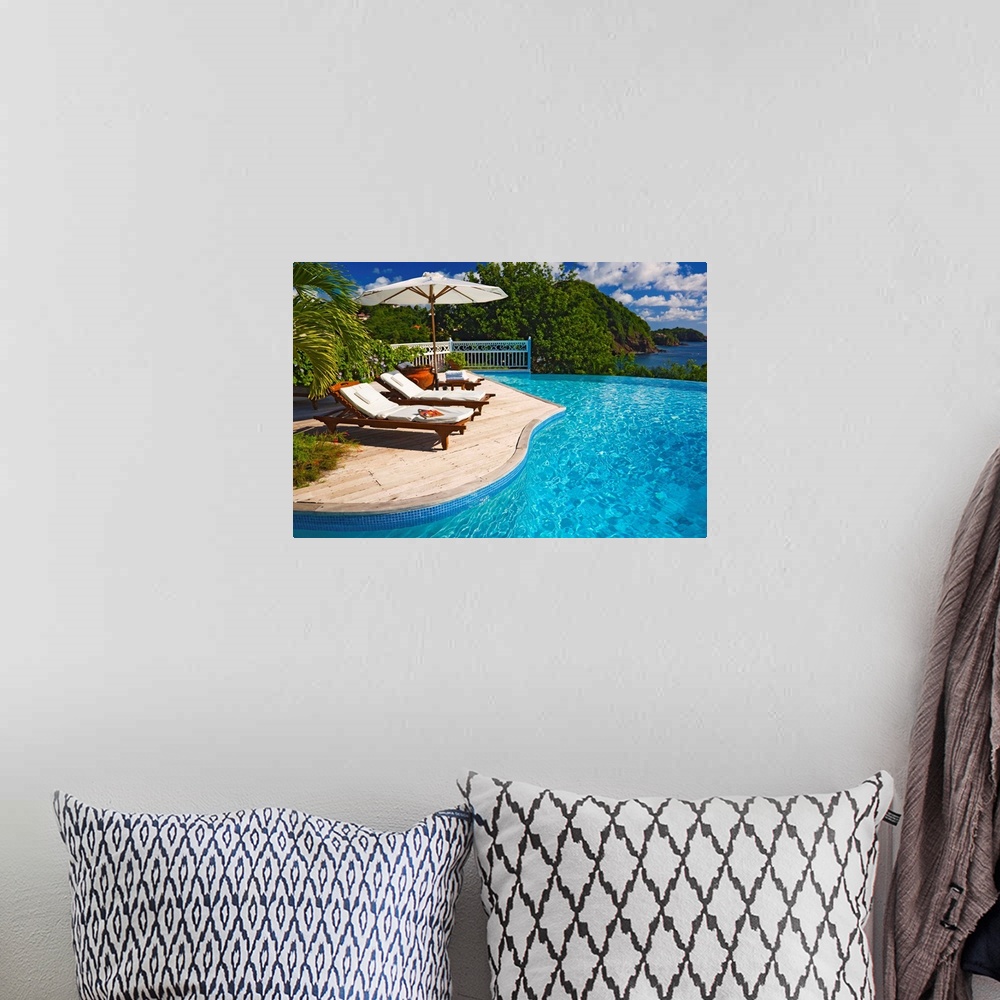 A bohemian room featuring Saint Lucia, Gros Islet, Caribbean, Cap Estate, Poolside at Hibiscus Villa