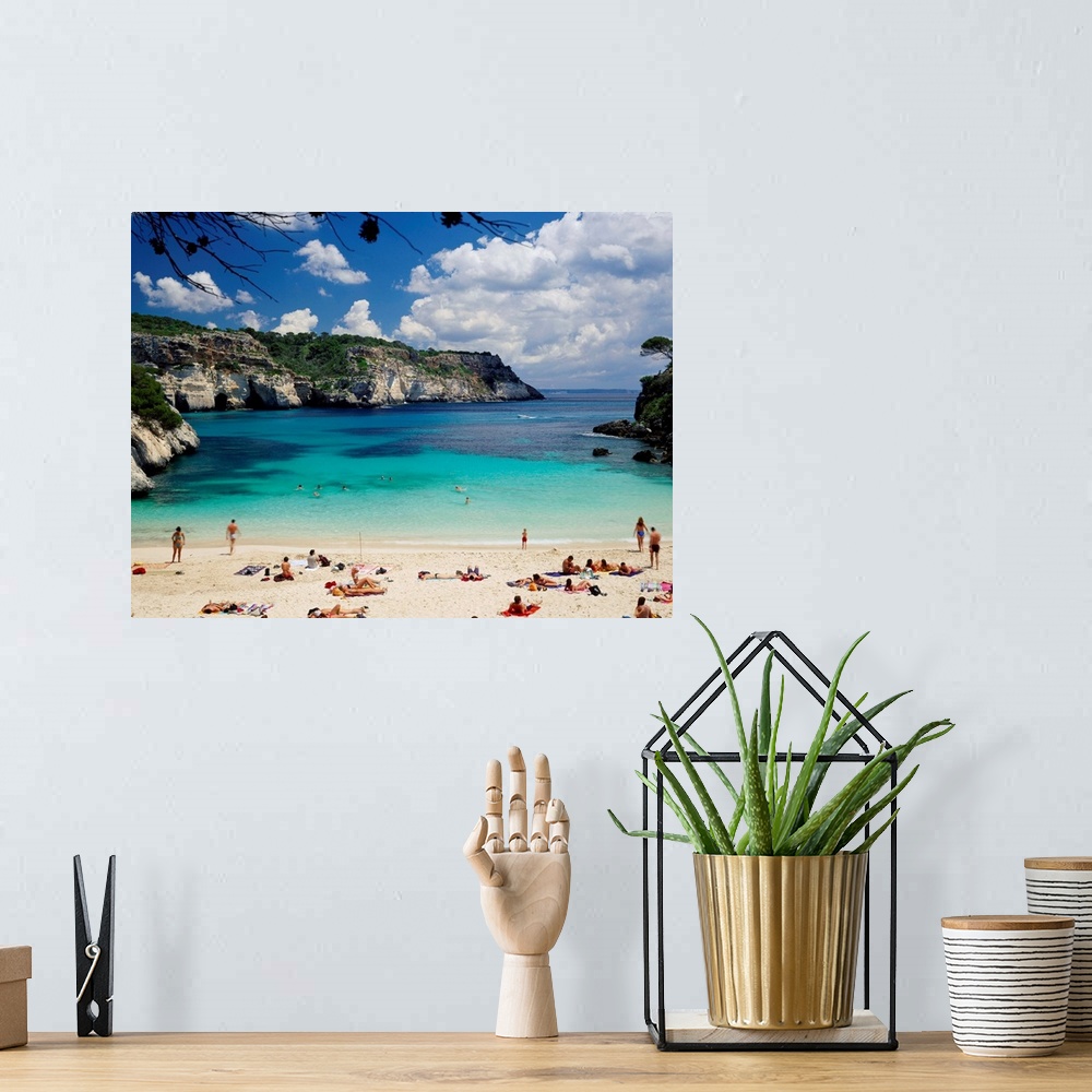 A bohemian room featuring Spain, Balearic Islands, Minorca Island, Cala Macarelleta, beach