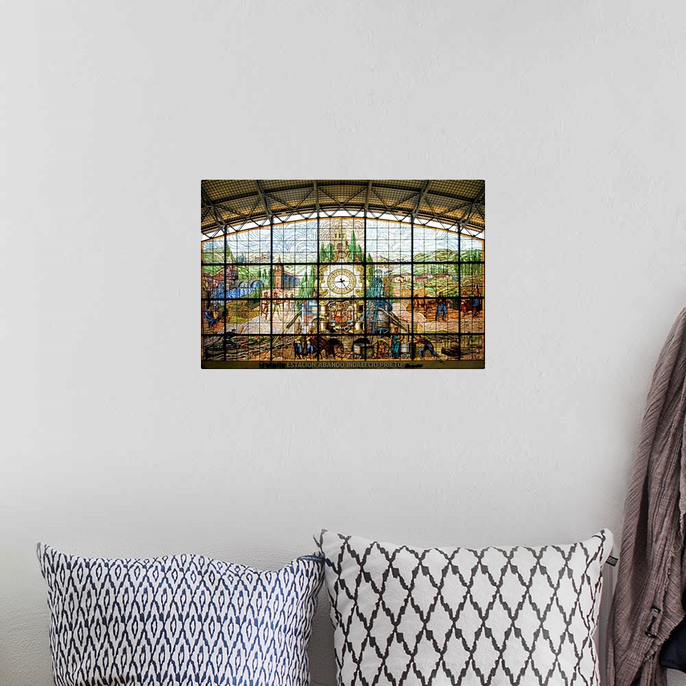 A bohemian room featuring Spain, Basque Provinces, Bilbao, Stained glass window, Abando Railway Station Bilbao, Abando-Inda...