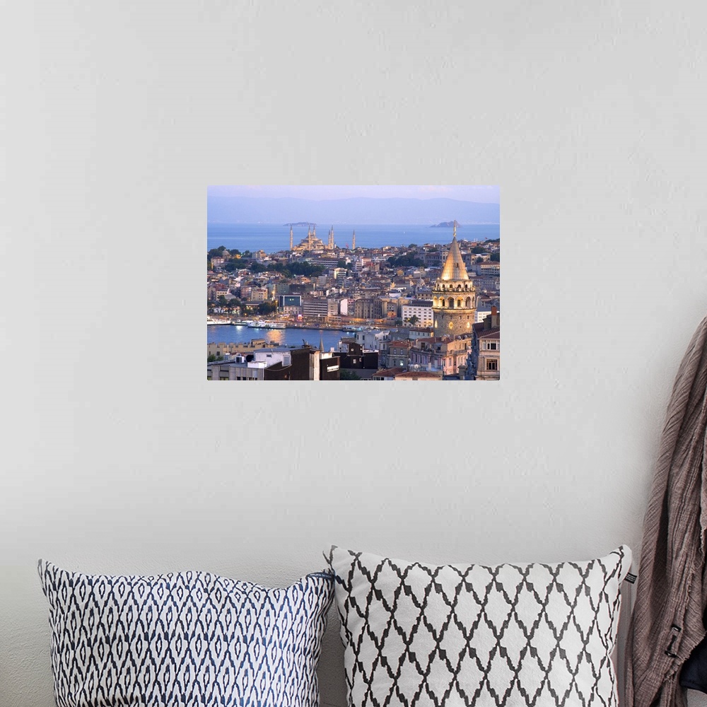 A bohemian room featuring Turkey, Marmara, Istanbul, Galata Tower and Golden Horn in background