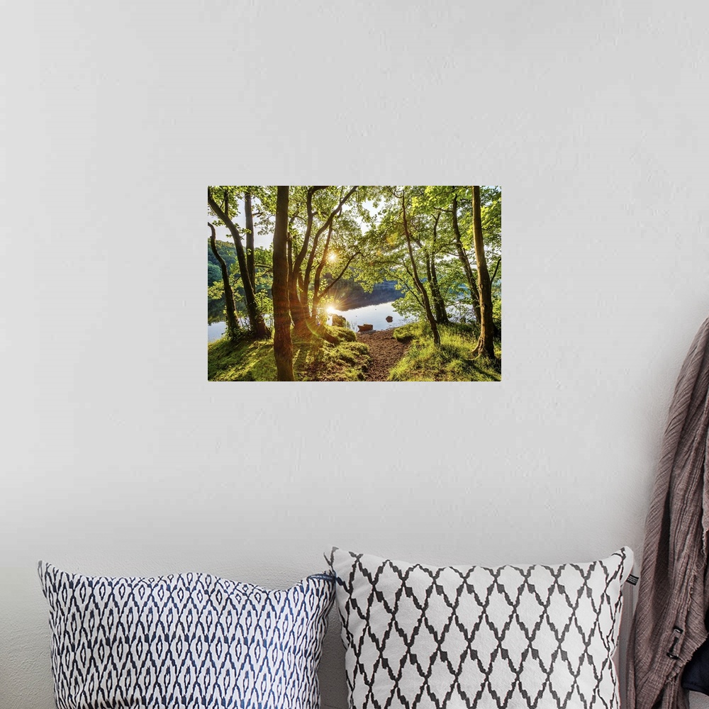 A bohemian room featuring United Kingdom, UK, England, Great Britain, Lake District, Cumbria, Rydal Water, The lake at sunset