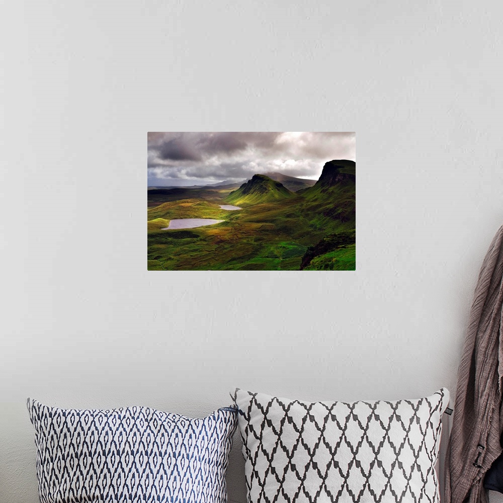 A bohemian room featuring United Kingdom, UK, Scotland, Highlands, Skye island, Trotternish Peninsula, Quiraing range