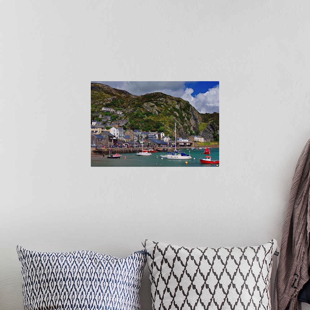 A bohemian room featuring UK, Wales, Barmouth, View of the seaside resort of Barmouth
