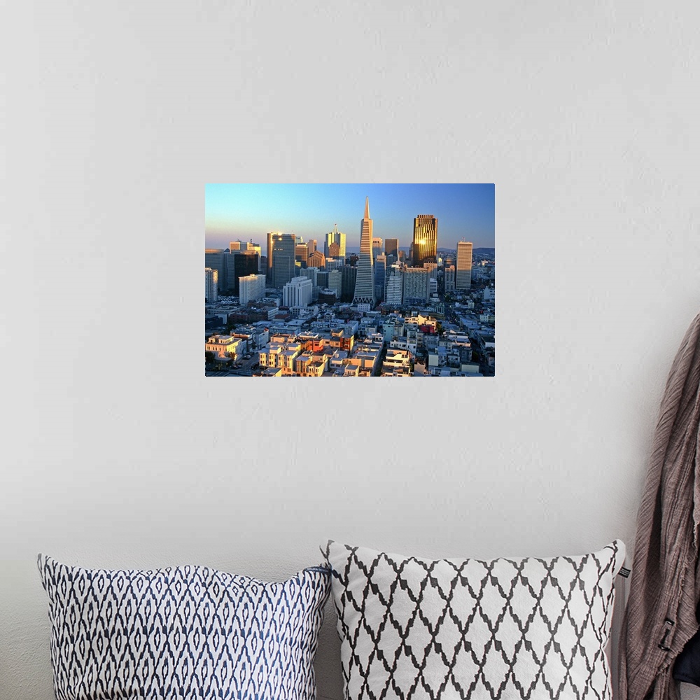 A bohemian room featuring United States, California, Skyline at sunset
