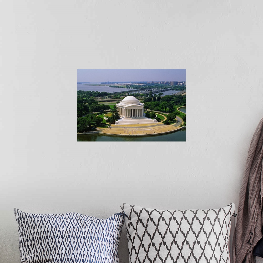 A bohemian room featuring Washington, D.C., Jefferson Memorial