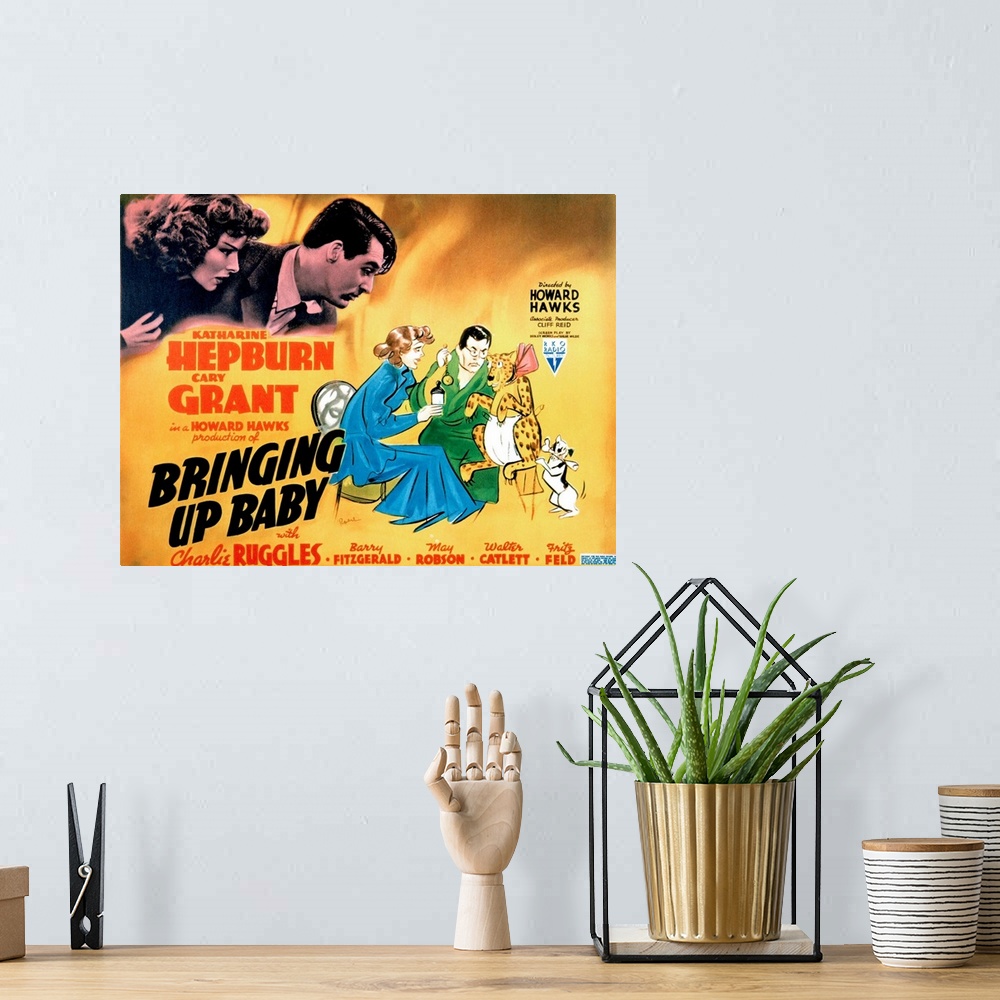 A bohemian room featuring Bringing Up Baby - Vintage Movie Poster