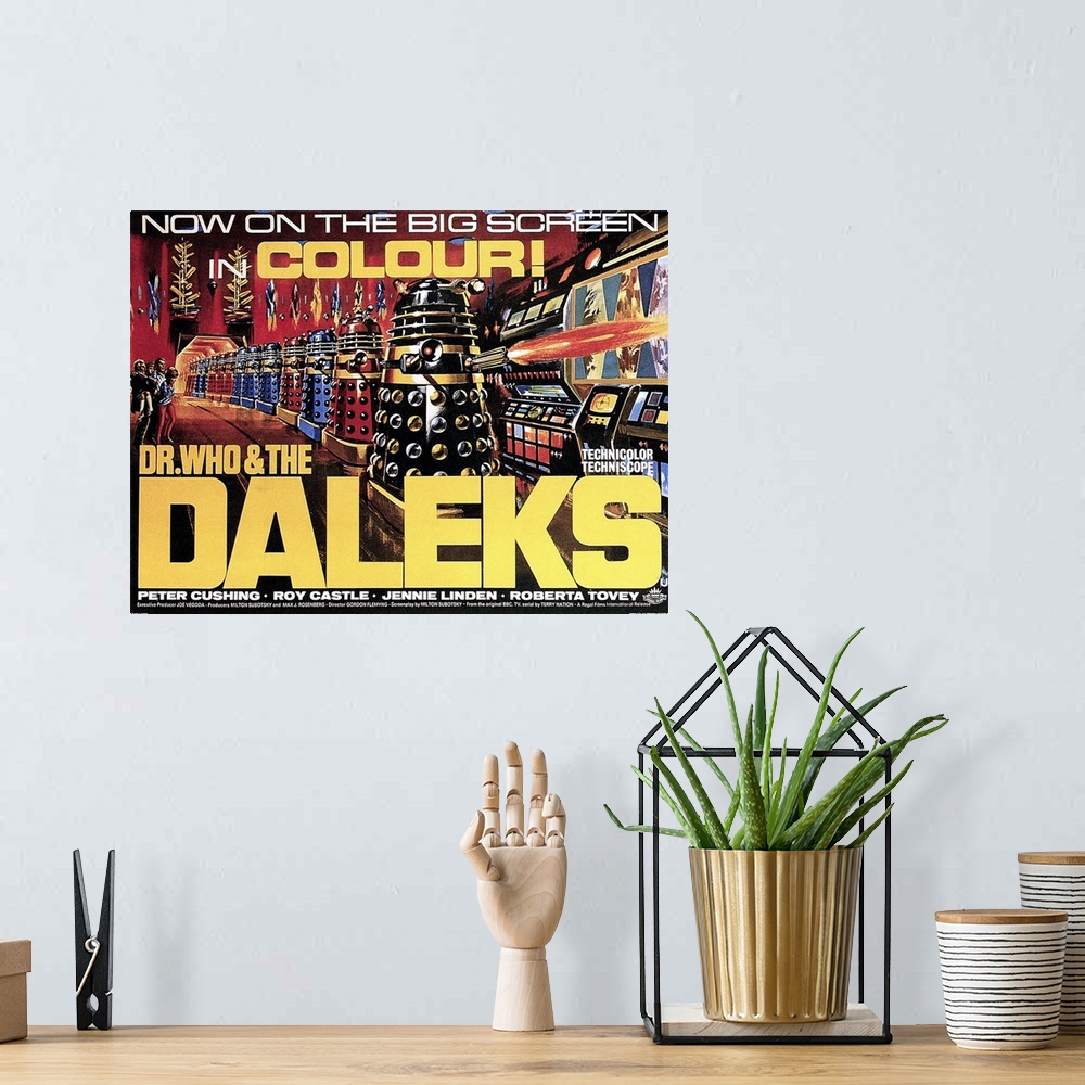 A bohemian room featuring Dr. Who and the Daleks - Vintage Movie Poster