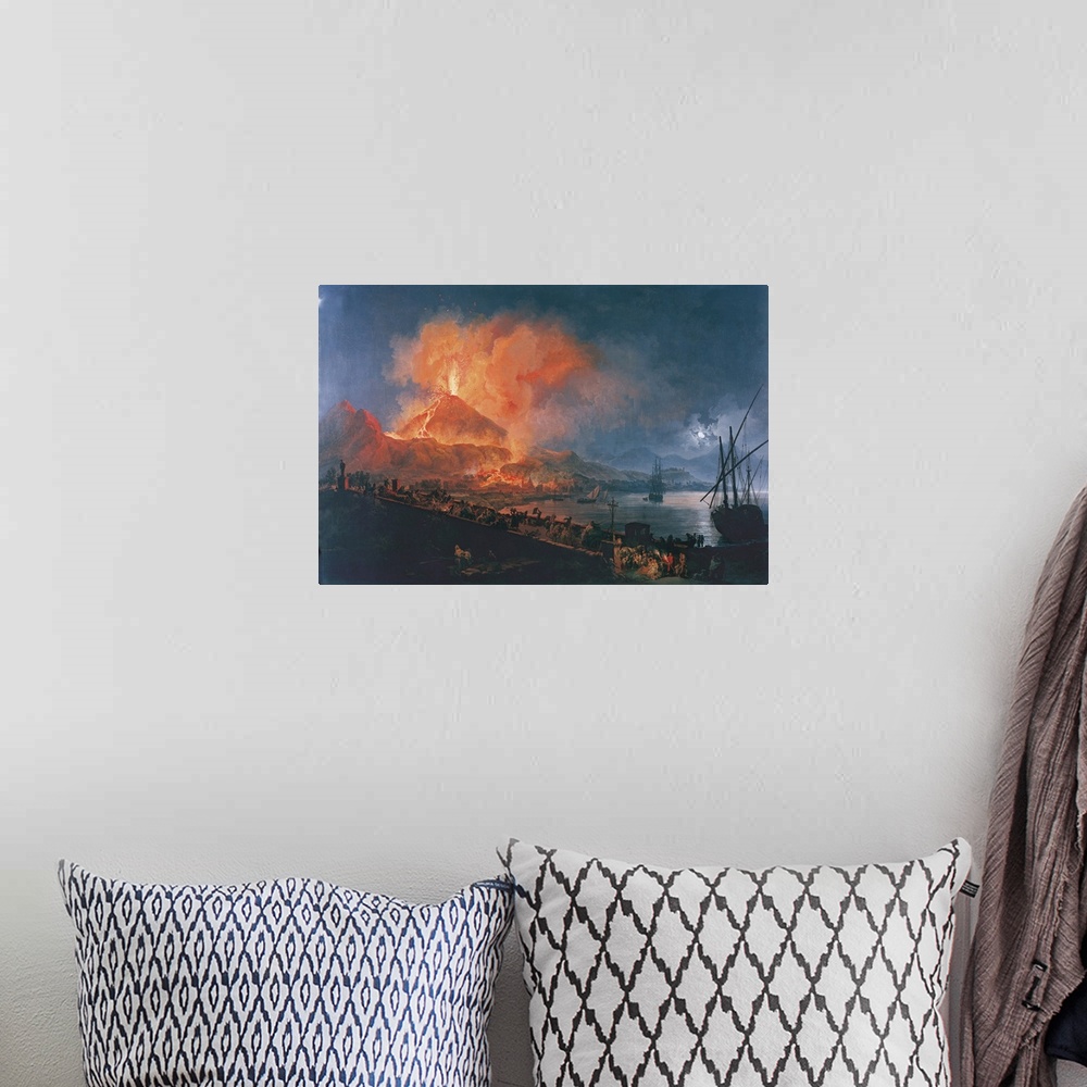 A bohemian room featuring Eruption of Vesuvius from the Ponte della Maddalena (Eruzione del Vesuvio dal Ponte della Maddale...