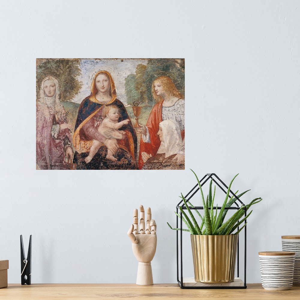 A bohemian room featuring Italy, Lombardy, Milan, Brera Art Gallery. All. Madonna with the Child St Martha St John the Evan...
