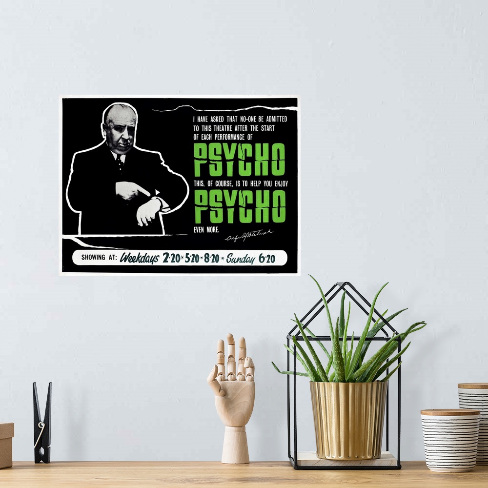 A bohemian room featuring Psycho - Vintage Movie Poster