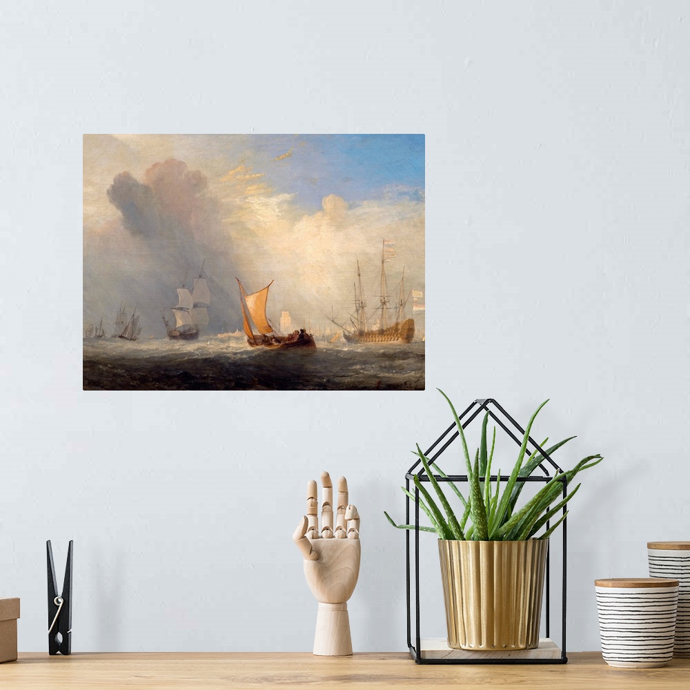 A bohemian room featuring Rotterdam Ferry-Boat, by Joseph Mallord William Turner, 1833, British painting, oil on canvas. Th...
