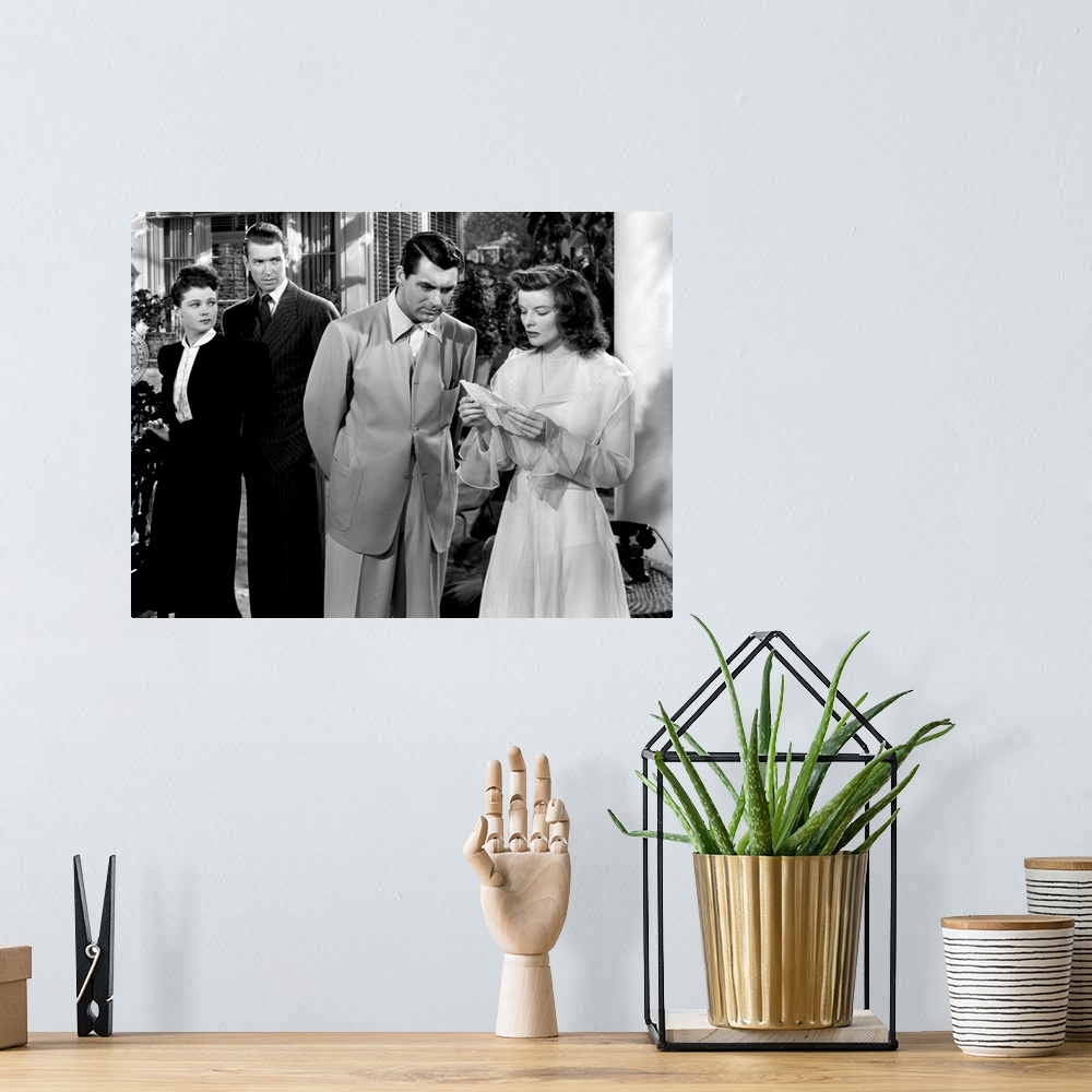 A bohemian room featuring Ruth Hussey, James Stewart, Cary Grant, Katharine Hepburn, The Philadelphia Story