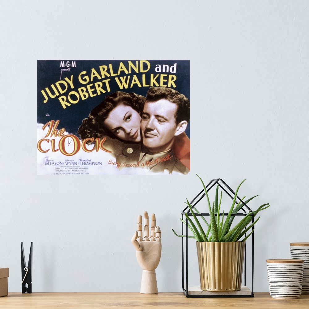 A bohemian room featuring The Clock - Vintage Movie Poster