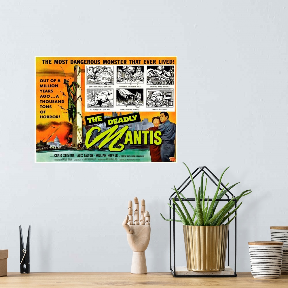 A bohemian room featuring The Deadly Mantis - Vintage Movie Poster