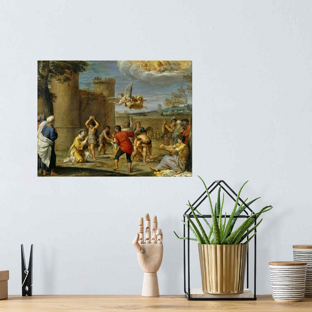 A bohemian room featuring 2879 , Annibale Carracci (1560-1609), Italian School. The Stoning of Stephen. Oil on copper, 0.42...