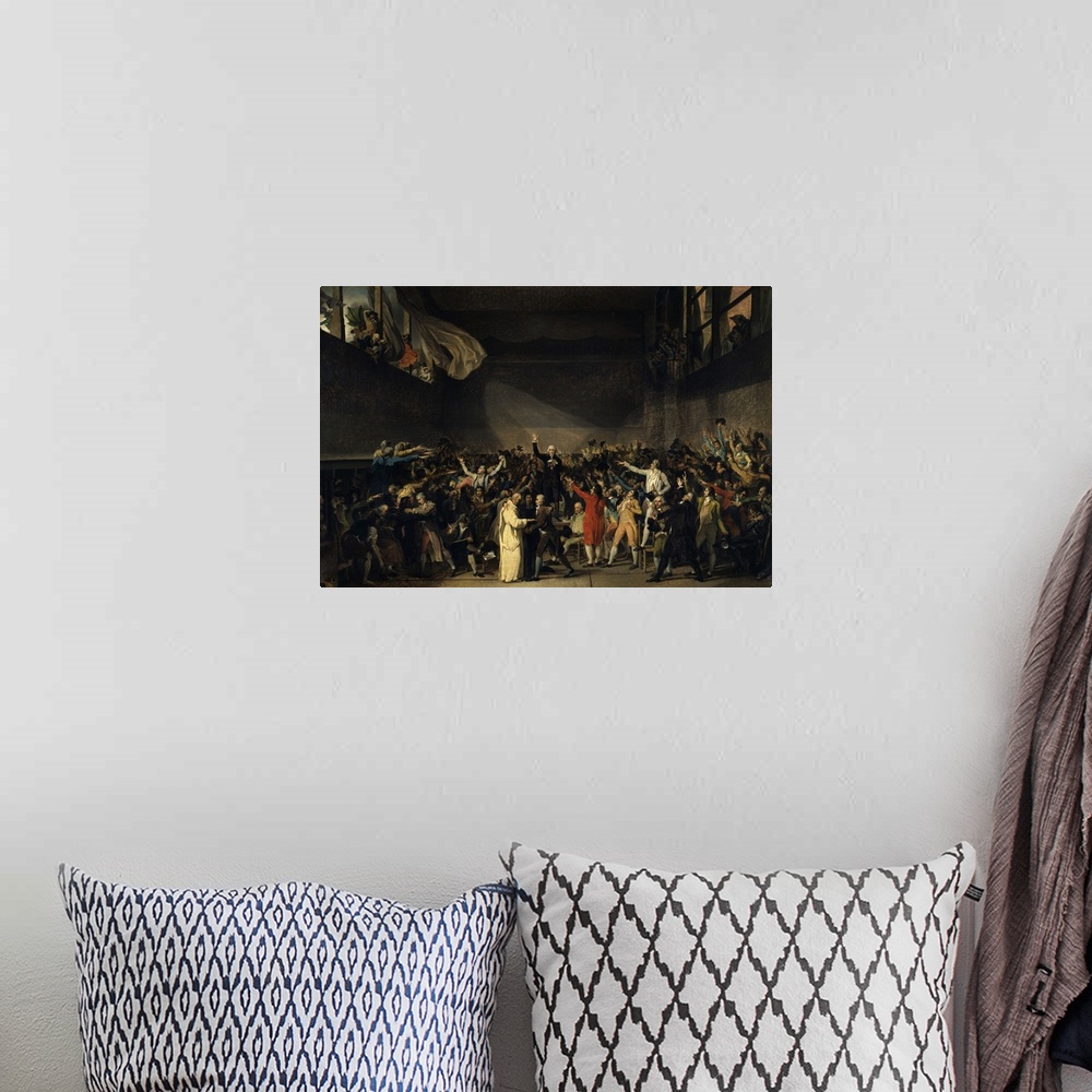 A bohemian room featuring 2190 , Jacques Louis David (1748-1825), French School. The Tennis Court Oath (June 20th, 1789). A...