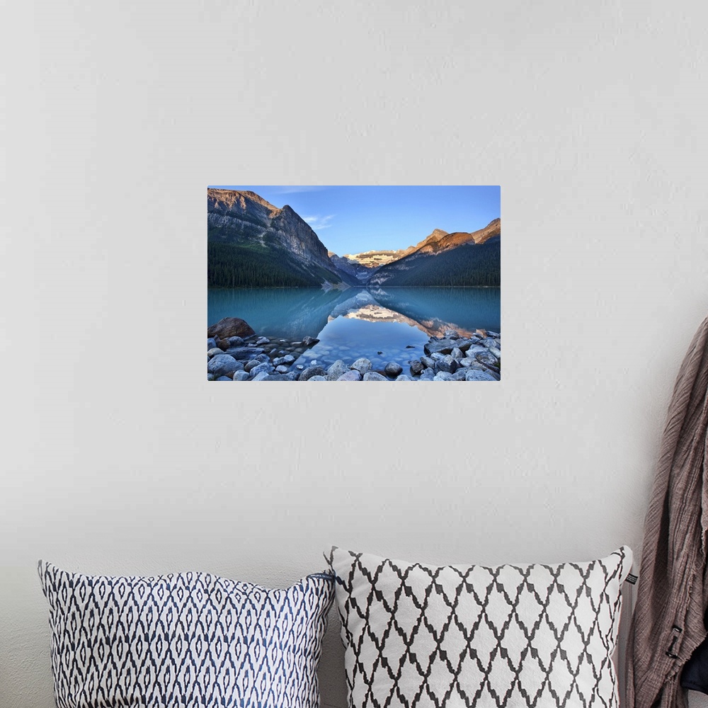 A bohemian room featuring Early morning with rocky foreground on Lake Louise in Banff National Park