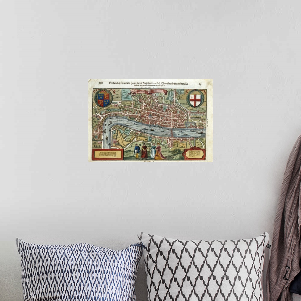 A bohemian room featuring 16th-Century Map Of London