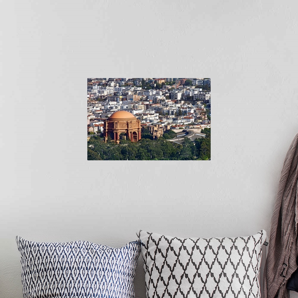 A bohemian room featuring Aerial view of the Palace of Fine Arts, San Francisco, California