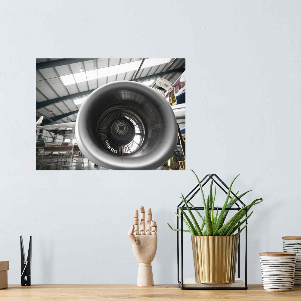 A bohemian room featuring Airplane engine