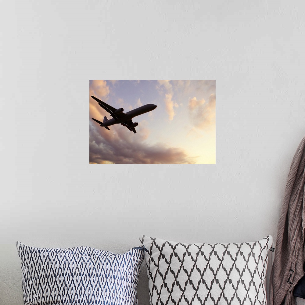 A bohemian room featuring Airplane flying