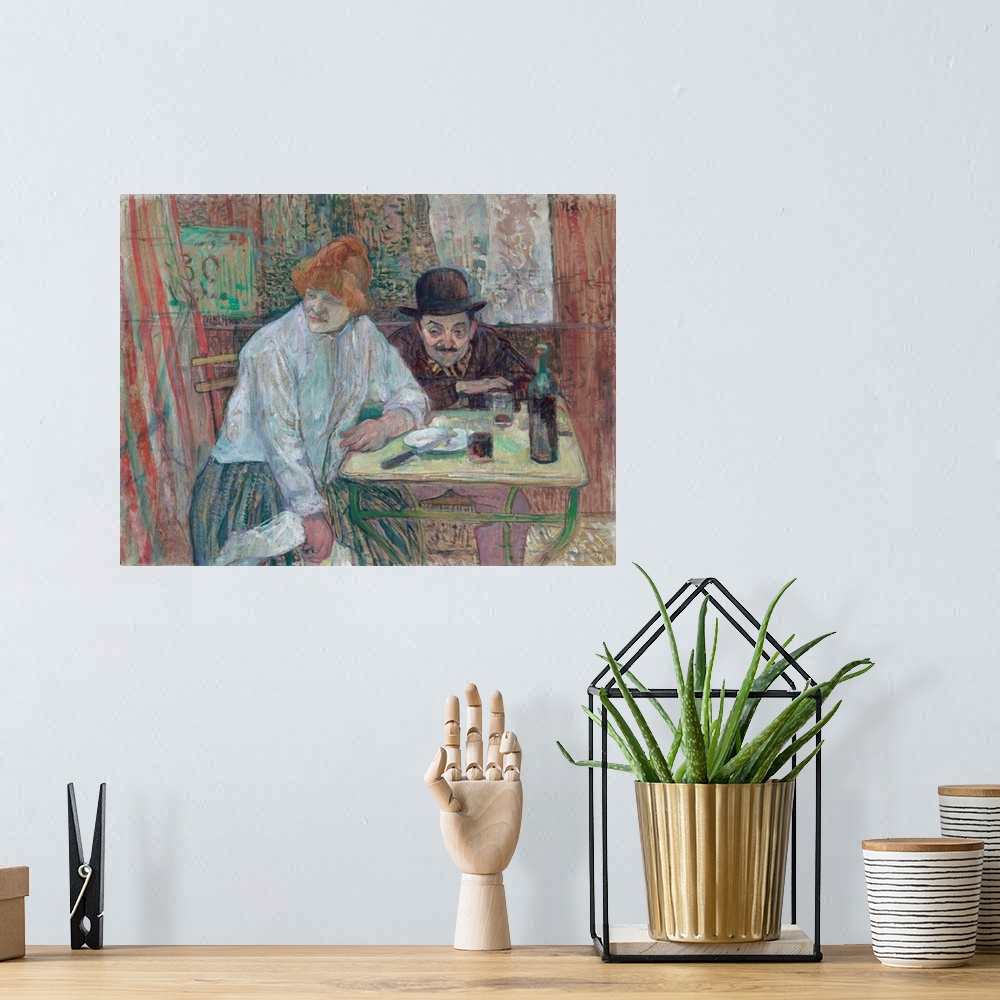 A bohemian room featuring At The Cafe La Mie By Henri De Toulouse-Lautrec