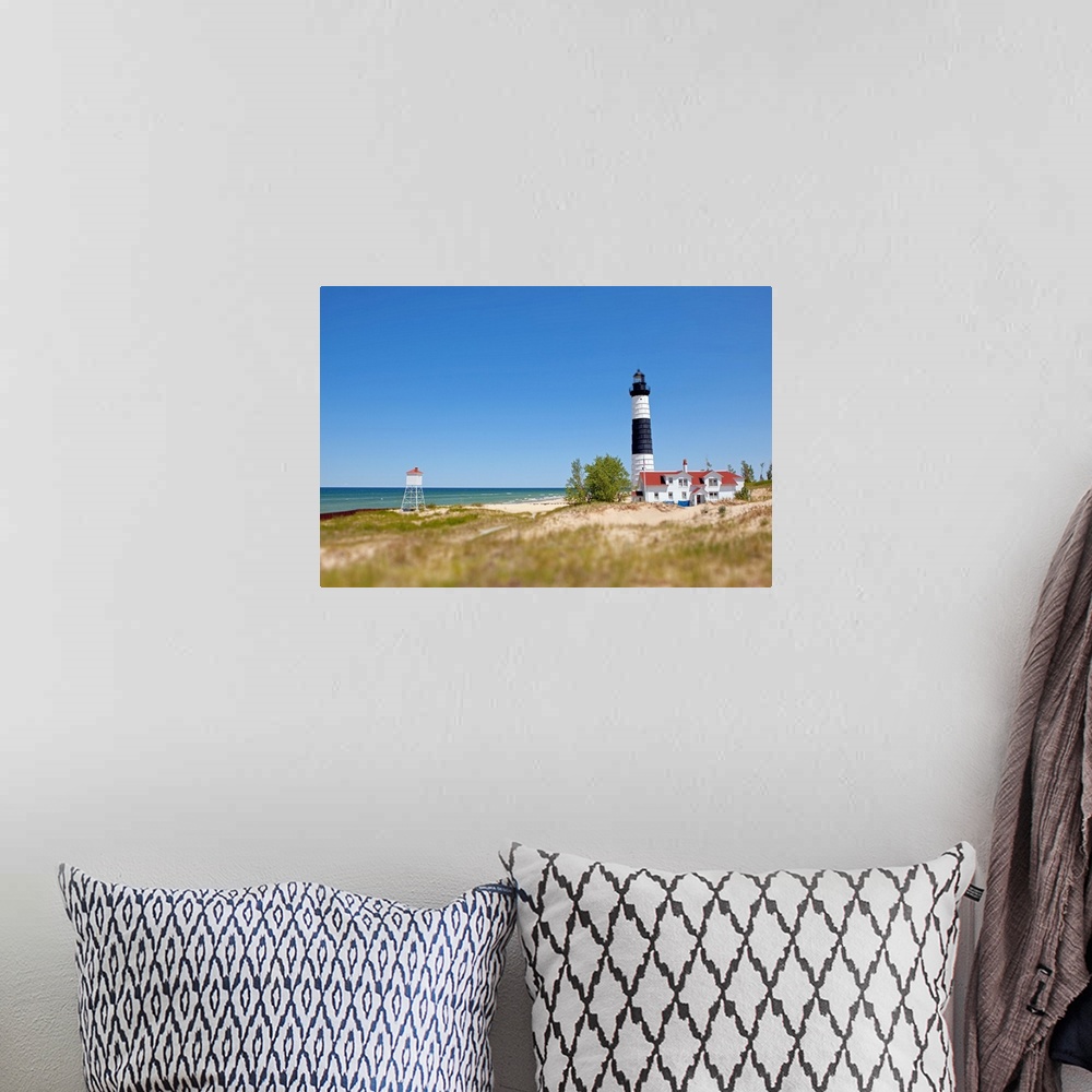A bohemian room featuring Big Sauble Point Lighthouse on Lake Michigan, best of Great Lakes.