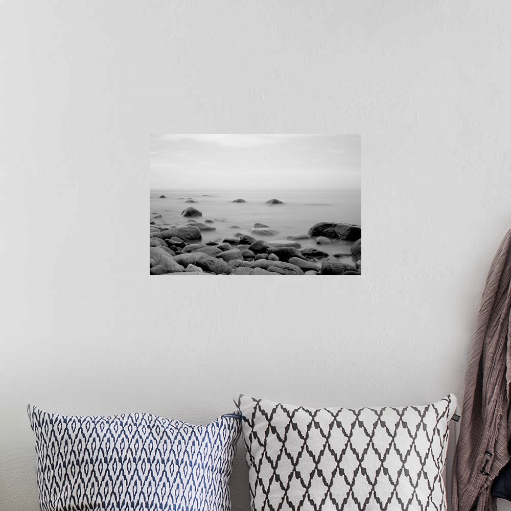 A bohemian room featuring Black and white long exposure of sea at Rgen, island in baltic sea.