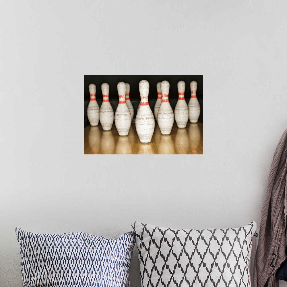 A bohemian room featuring Bowling pins