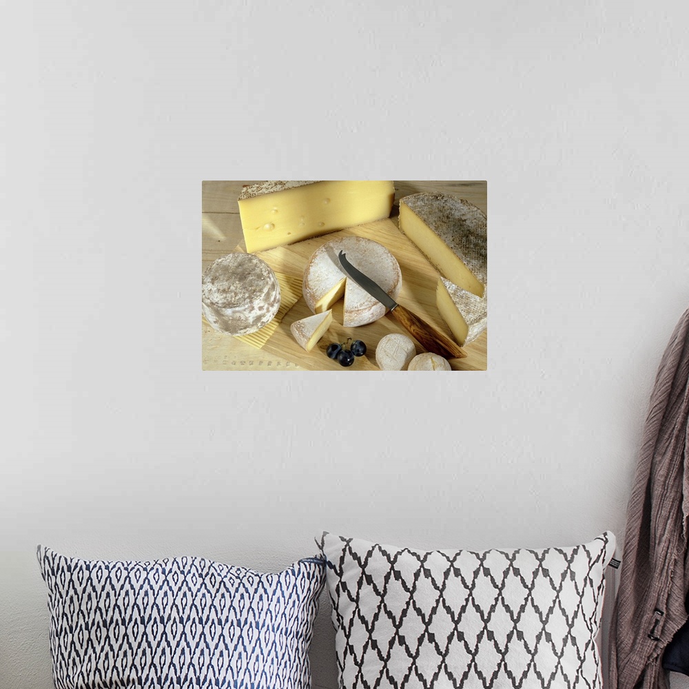 A bohemian room featuring Cheese still life