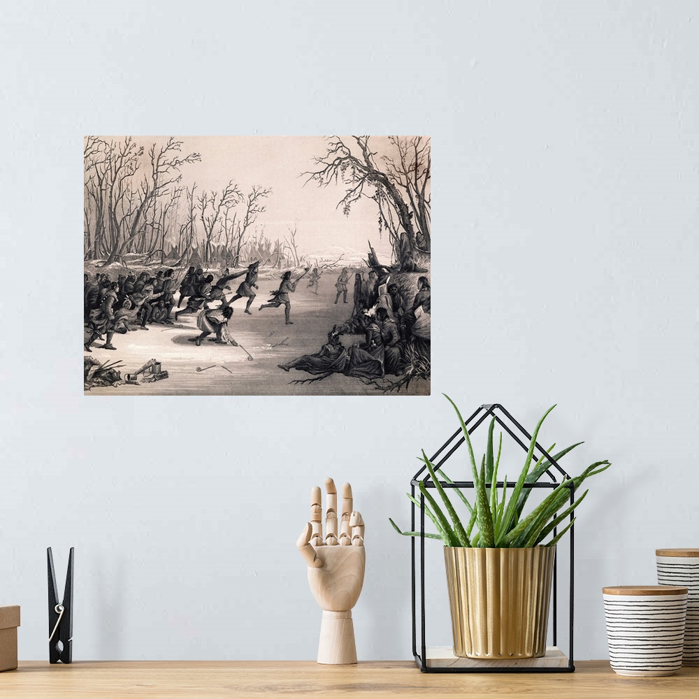 A bohemian room featuring Dakota Sioux Indians Playing Lacrosse