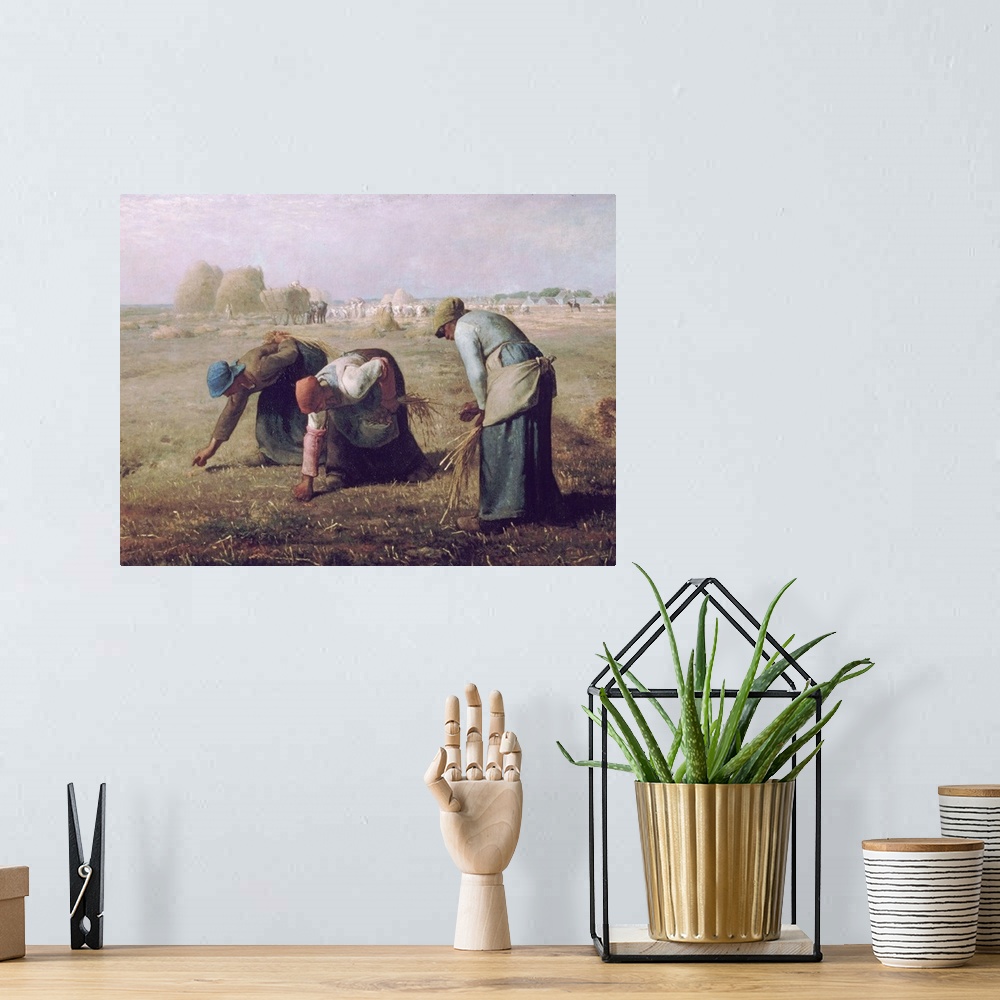 A bohemian room featuring Des Glaneuses (The Gleaners) By Jean-Francois Millet