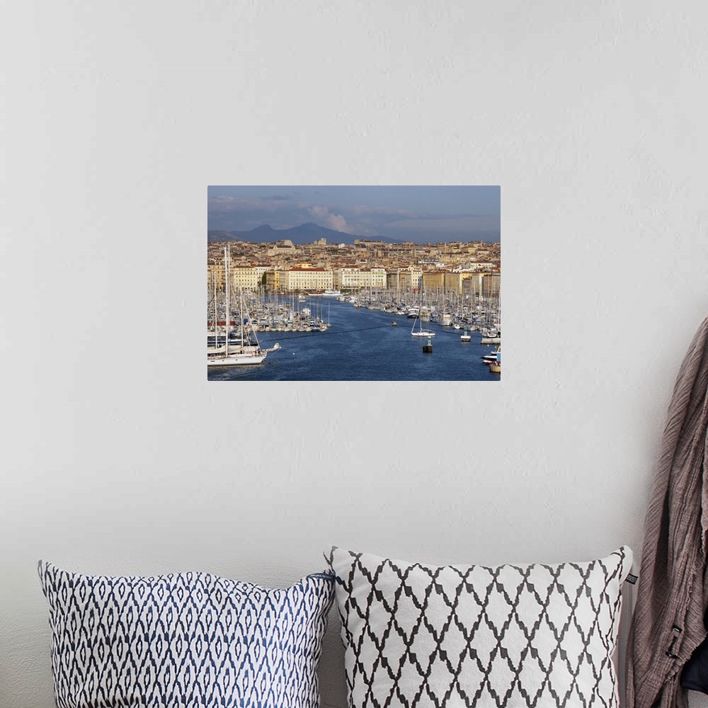 A bohemian room featuring Elevated view of the old Port (Vieux Port) of Marseille