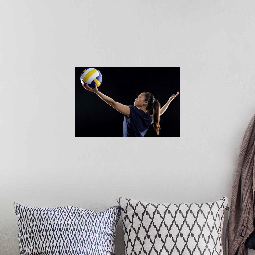 A bohemian room featuring Female volleyball player