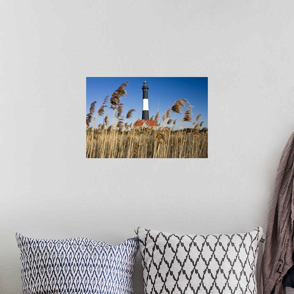 A bohemian room featuring Fire Island Lighthouse, Long Island, NY.