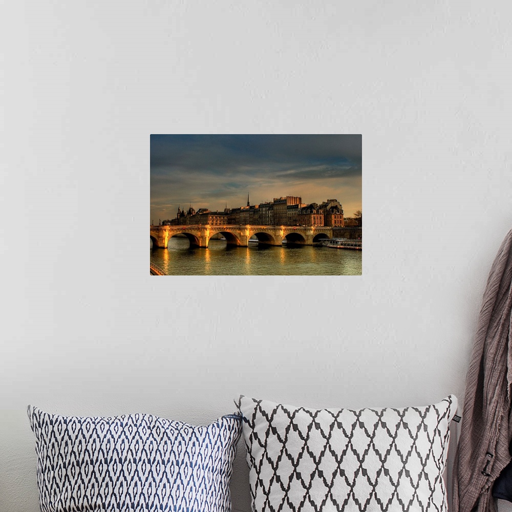 A bohemian room featuring France, Languedoc, Beziers, Cathedrale St-Nazaire, view of Pont Vieux from Pont Neuf