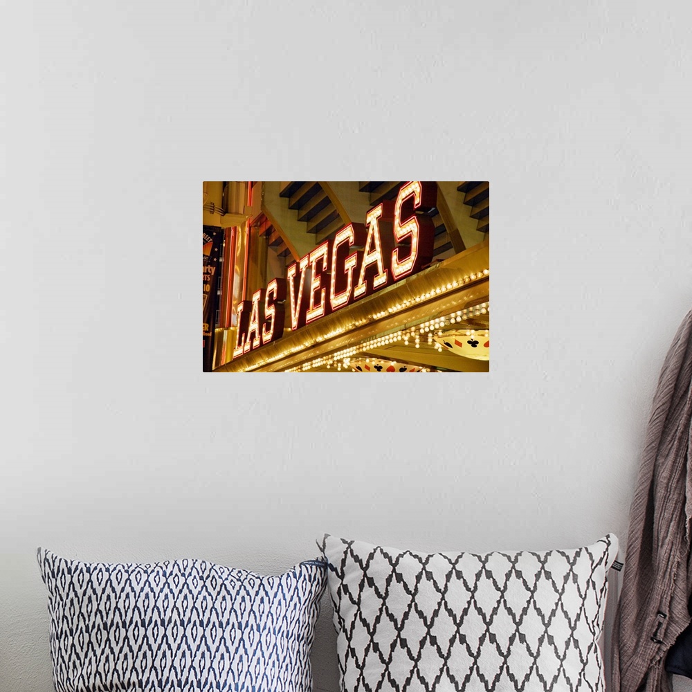 A bohemian room featuring Las Vegas sign