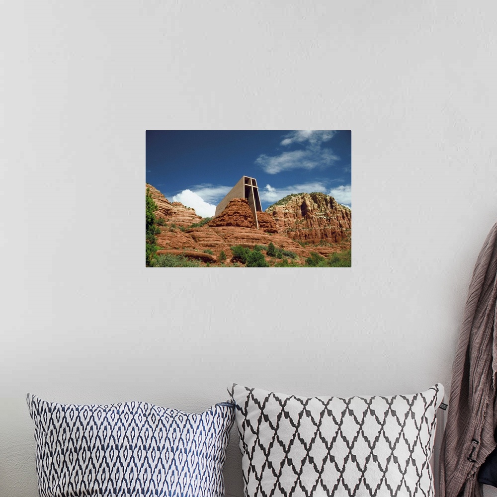 A bohemian room featuring Low angle view of a Chapel on a cliff, Sedona, Arizona