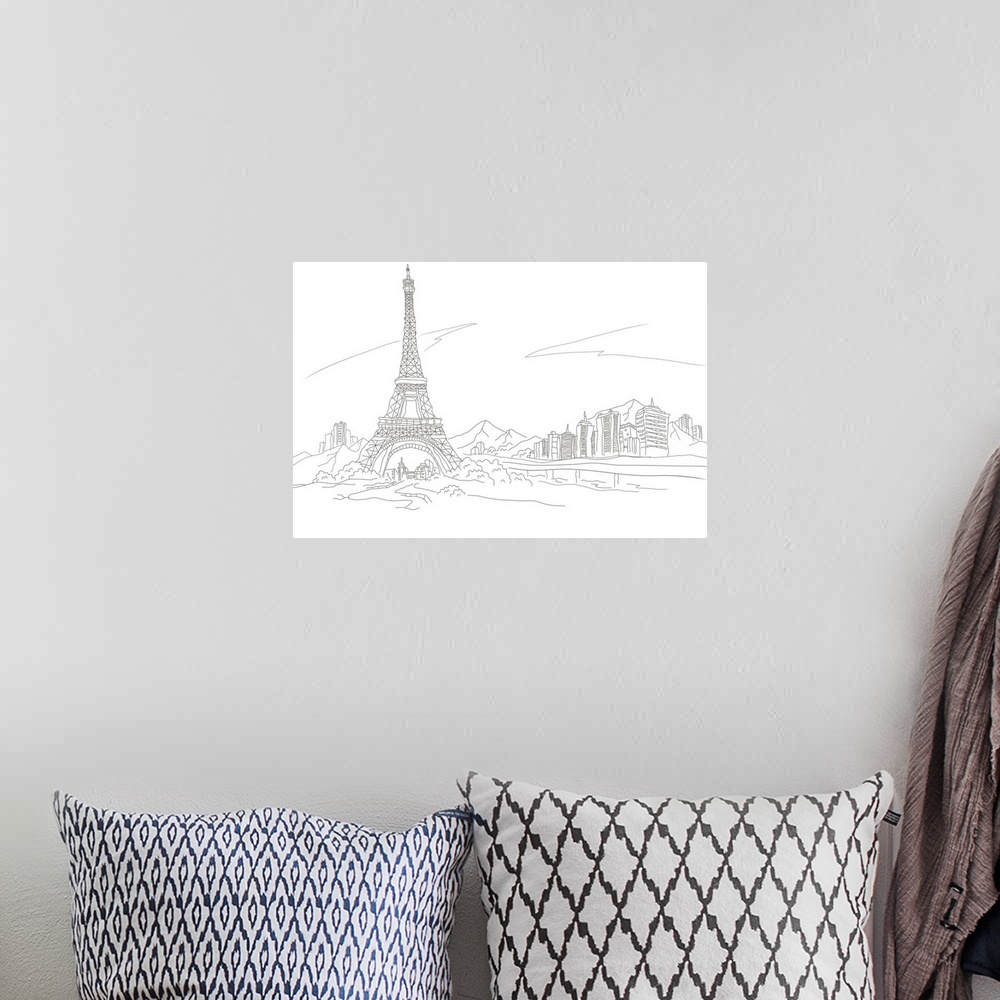 A bohemian room featuring Low angle view of a tower, Eiffel Tower, Paris, France