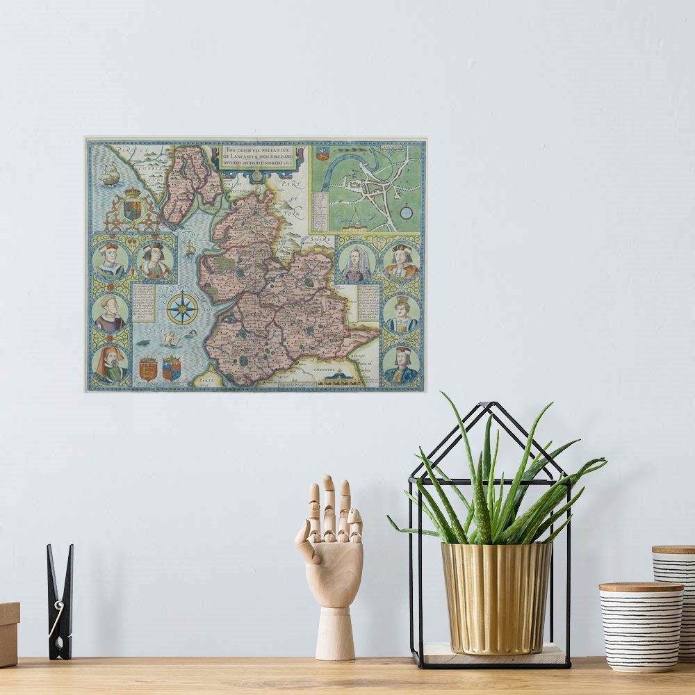 A bohemian room featuring Map of Lancashire , England
