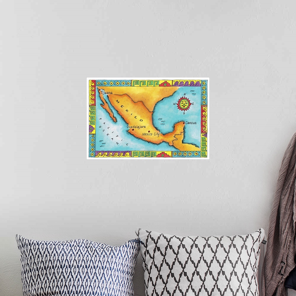 A bohemian room featuring Map of Mexico
