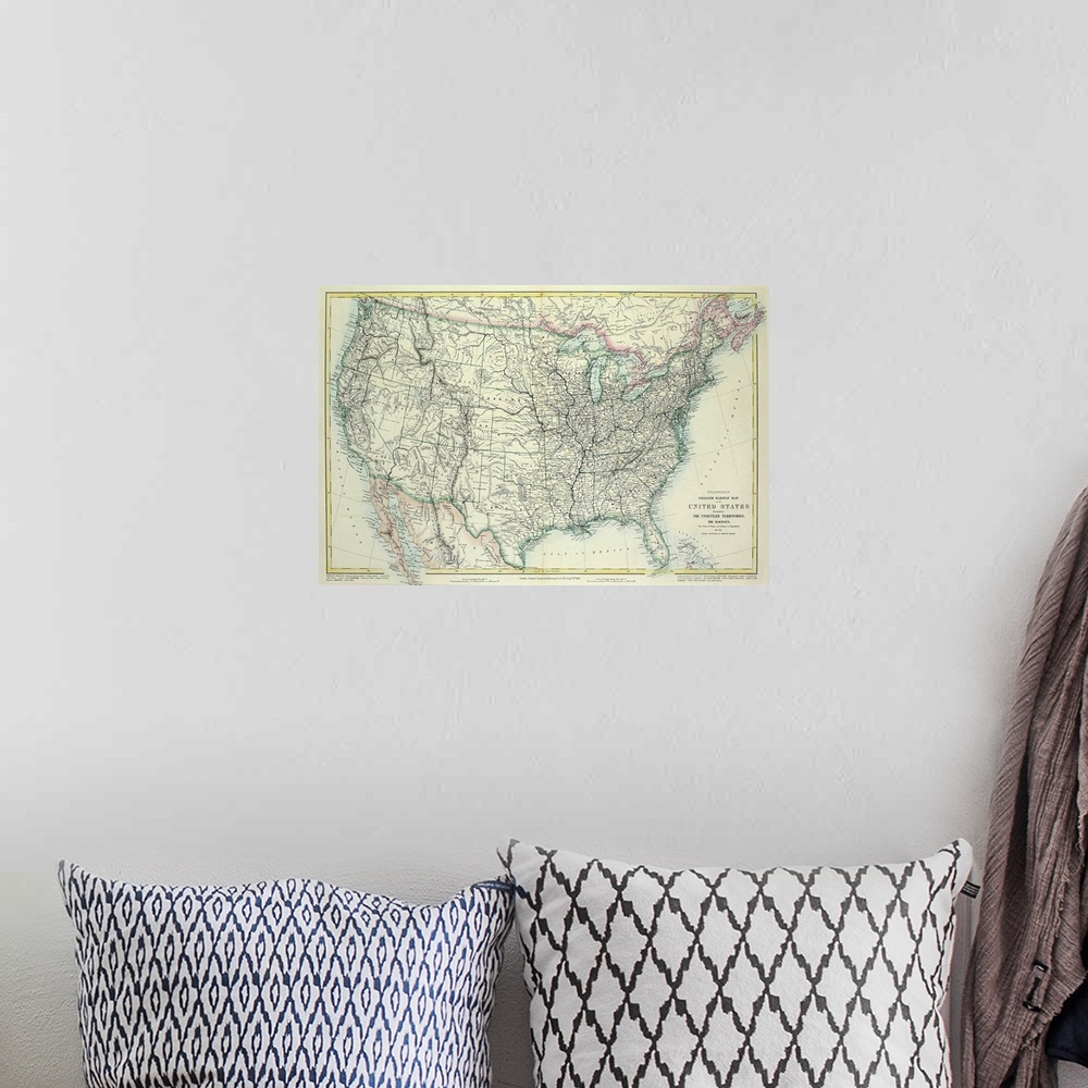 A bohemian room featuring Map of United States