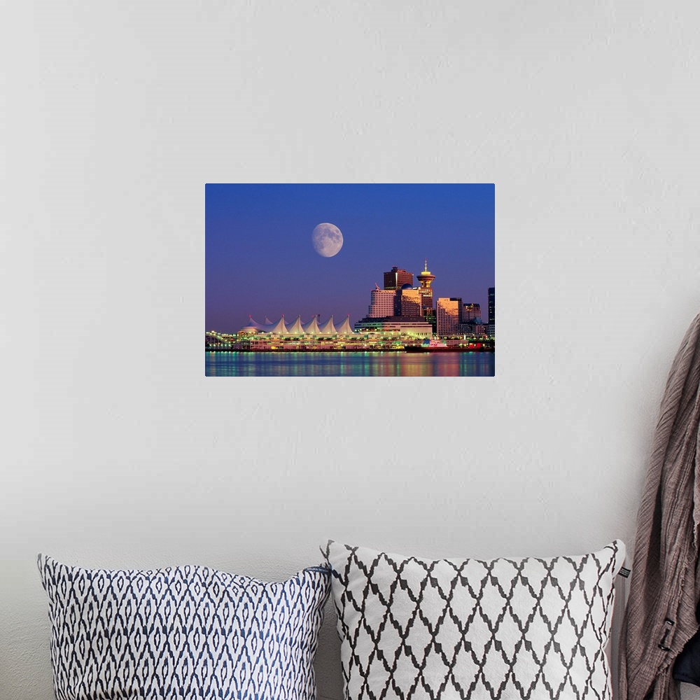A bohemian room featuring Moon Over Vancouver And Coal Harbor