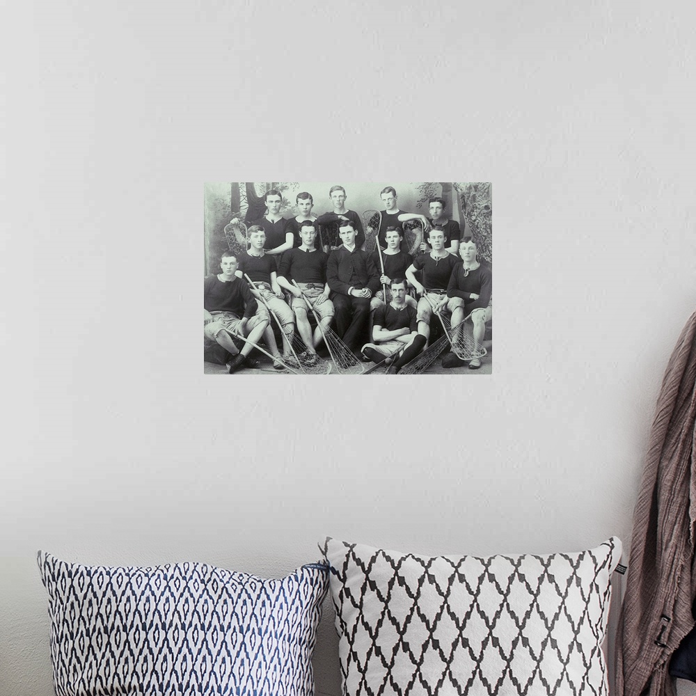 A bohemian room featuring Old photo of lacrosse team