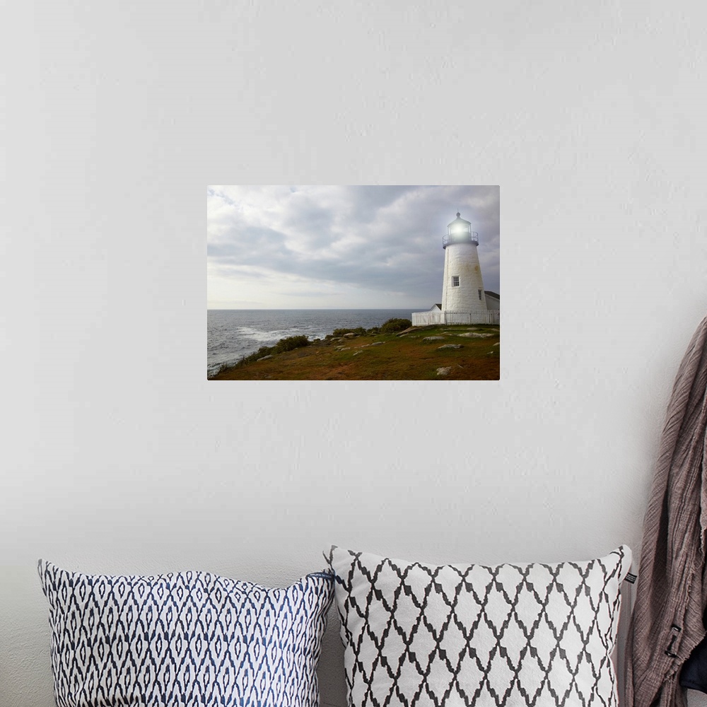 A bohemian room featuring Pemaquid Point Lighthouse