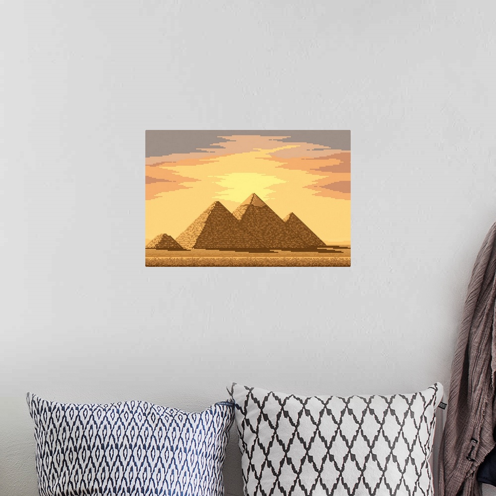 A bohemian room featuring Pixel Giza Pyramids In Egypt