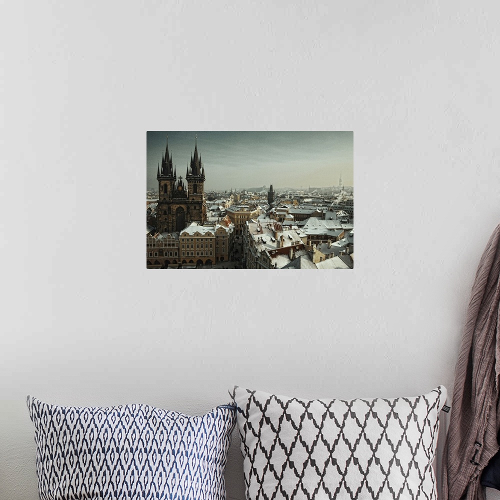 A bohemian room featuring Prague as seen from the clock tower, Prague.