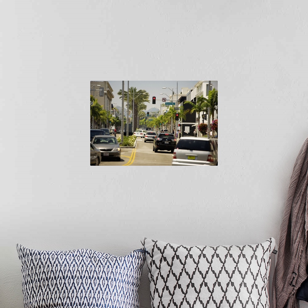 A bohemian room featuring Rear view of traffic on a street, Rodeo Drive, Los Angeles, California, USA