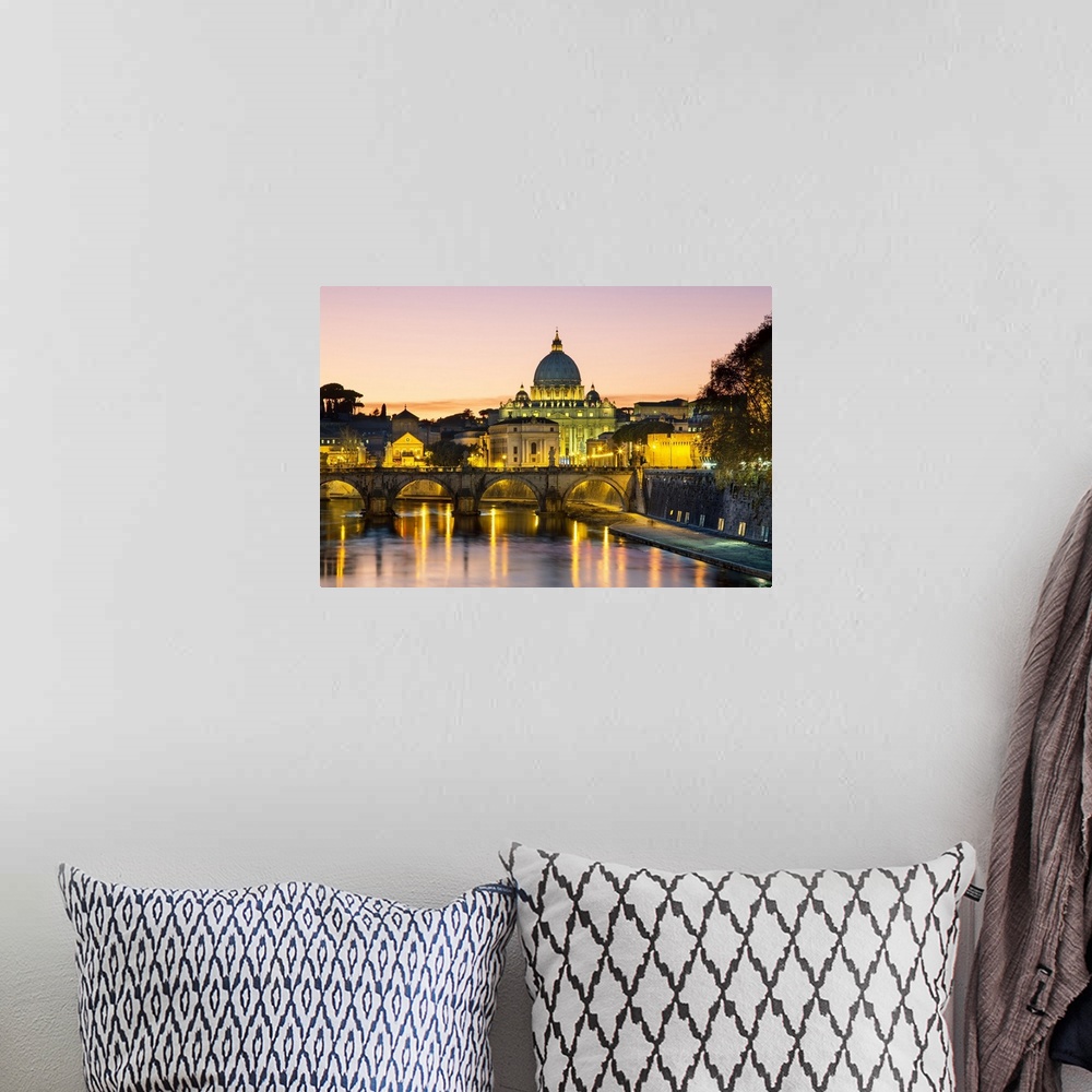 A bohemian room featuring Rome, St. Peter's Basilica at Dusk