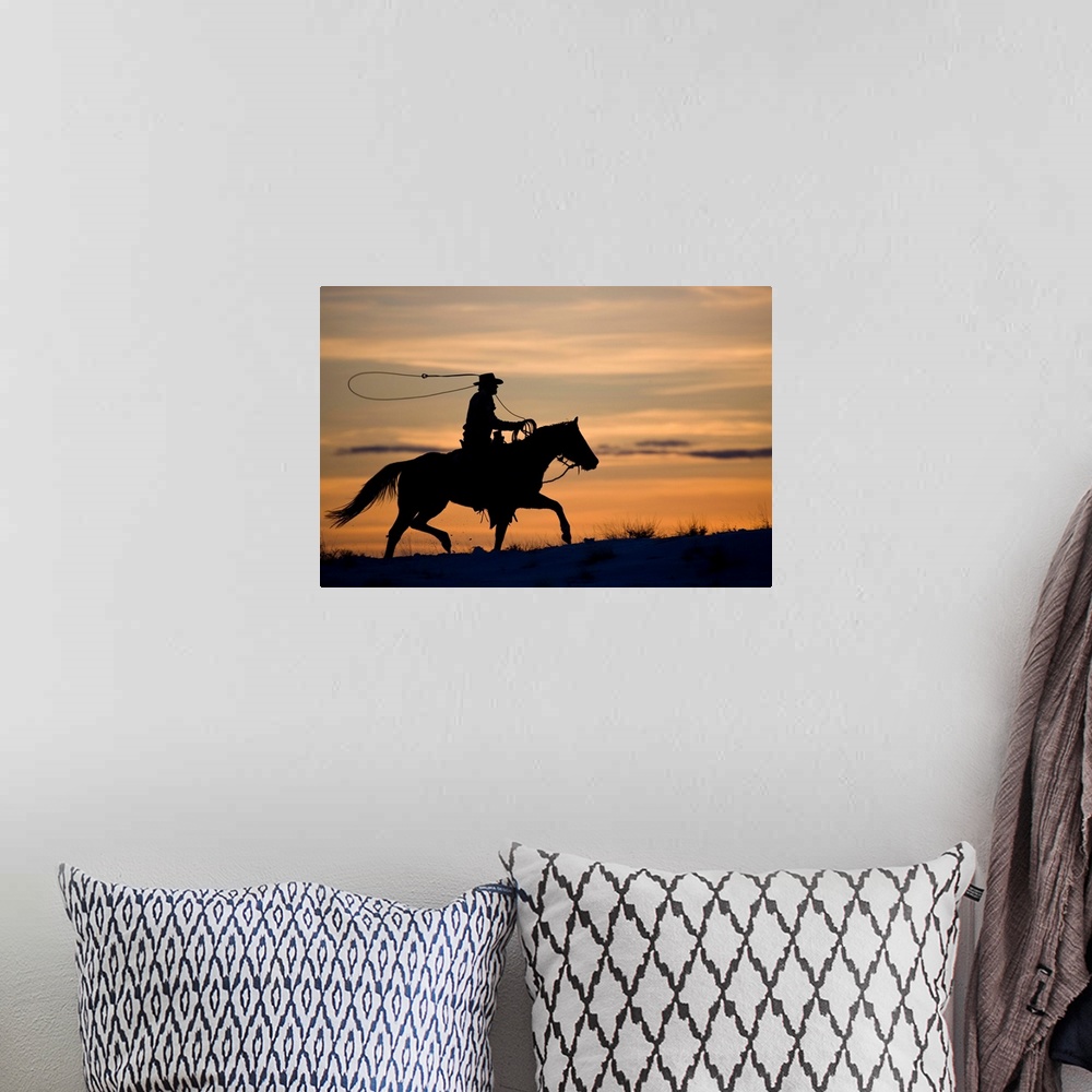 A bohemian room featuring Silhouette Of Cowboy In Wyoming